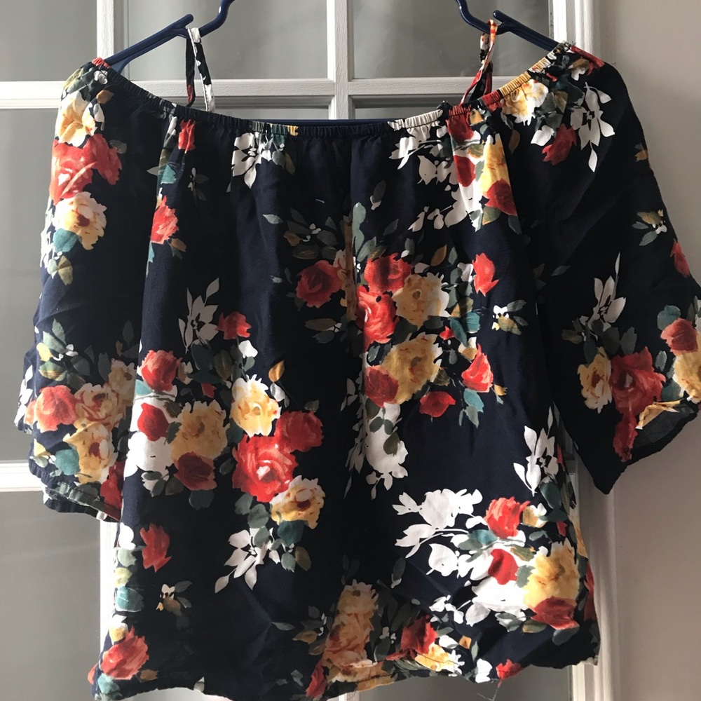 Navy blue floral top